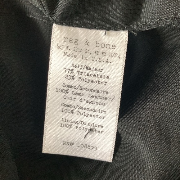 Rag & Bone Little Black Dress with Lamb Leather Panels Crew Neck size 2 - Picture 10 of 13